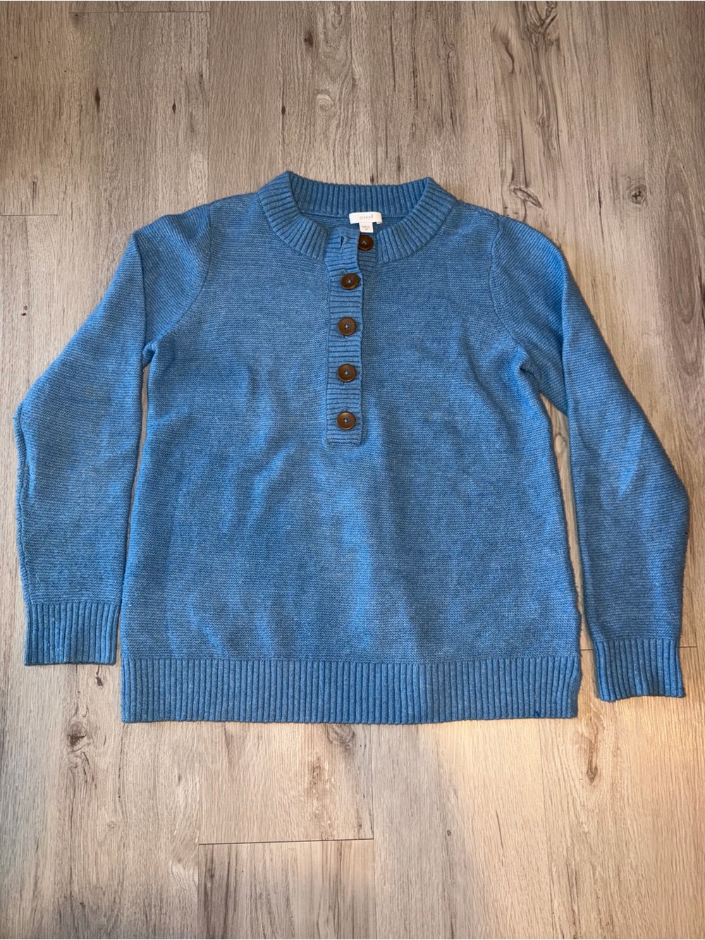 Pure Jill Blue Button-Front Crewneck Sweater